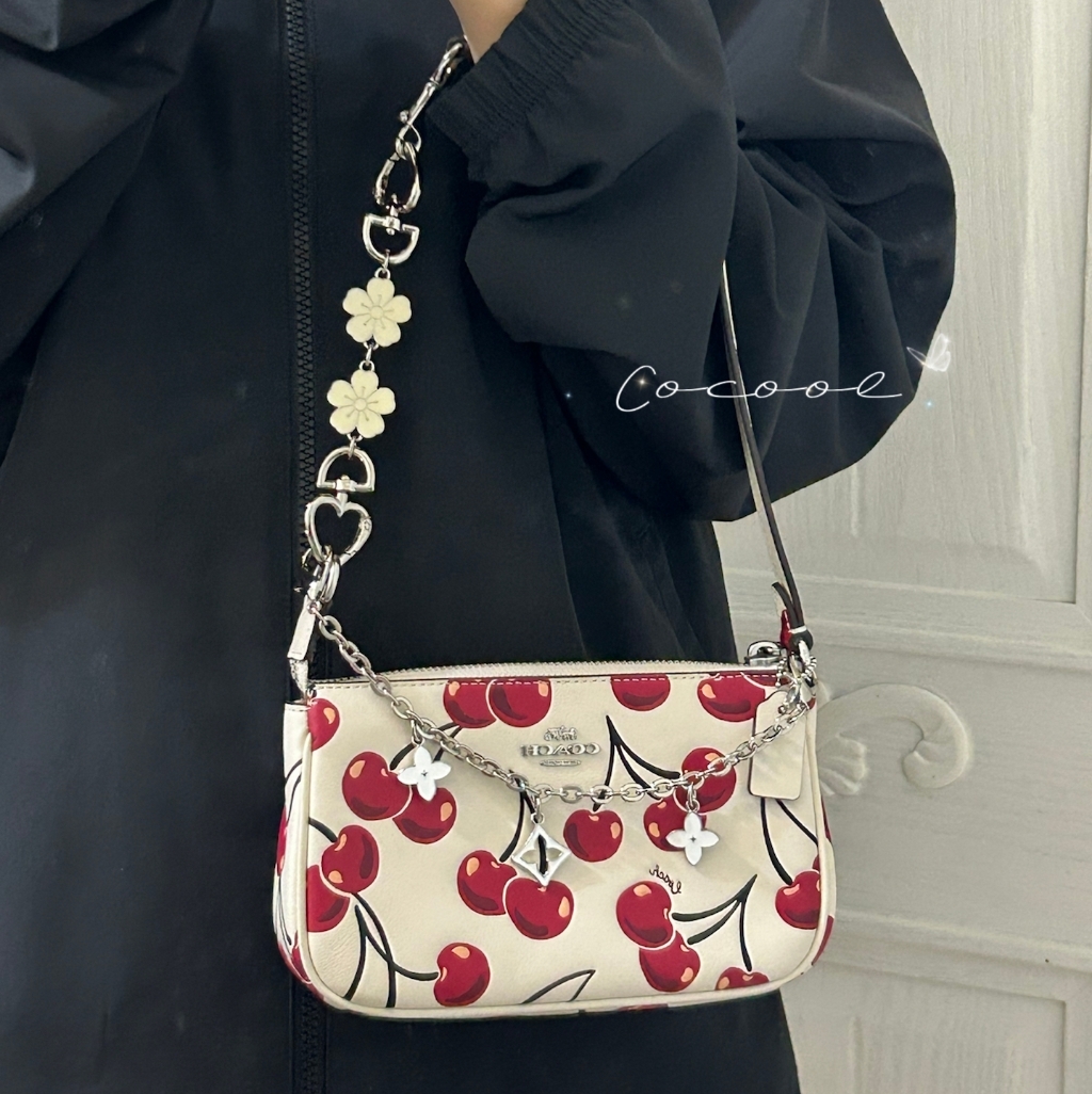 Nwt Coach Nolita 19 In Signature Canvas With Cherry Print Plus Extended Chains